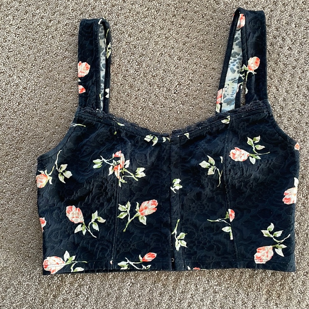 Floral crop corset top